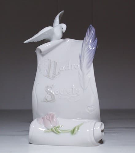 Vintage LLADRO Society Scroll Bird & Floral Motif Porcelain Figure Sign - Image 1