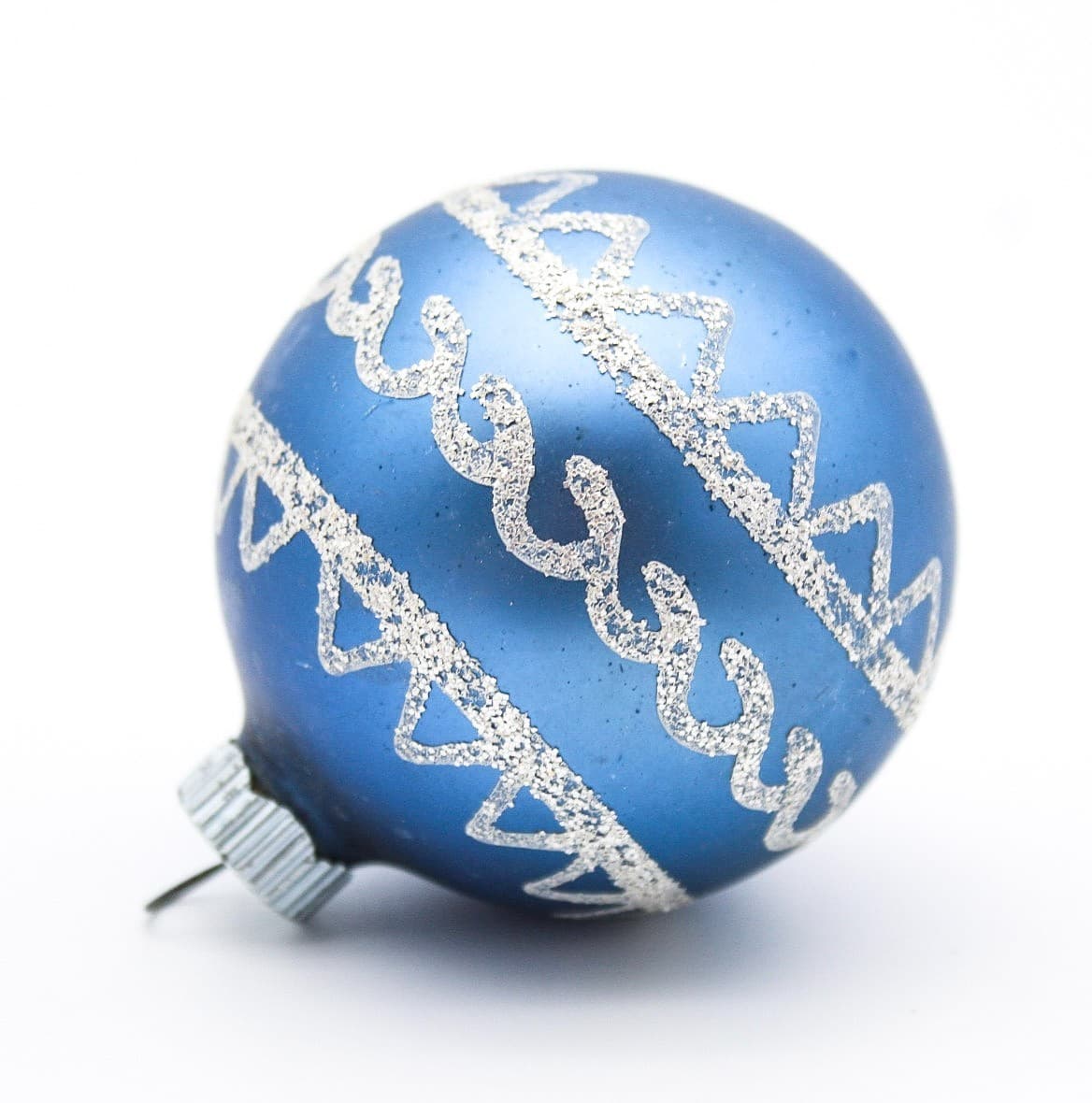 Shiny Brite Vintage Blue Matte Mica Swirls Waves Pattern Christmas Ornament - Thumbnail 2