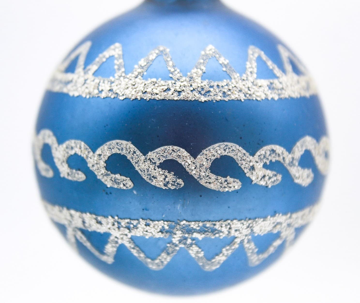 Shiny Brite Vintage Blue Matte Mica Swirls Waves Pattern Christmas Ornament - Thumbnail 6