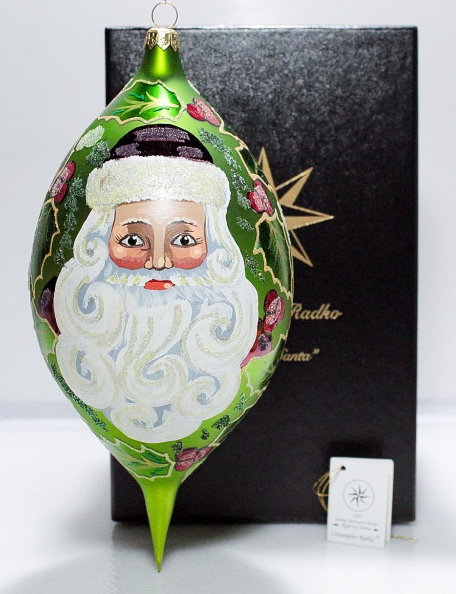 1997 CHRISTOPHER RADKO "Regency Santa" Teardrop Christmas Ornament w/ Tag & Box - Thumbnail 2