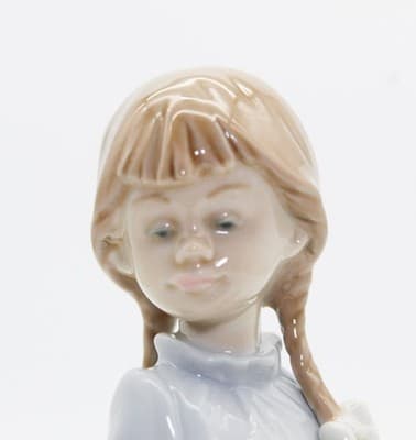 Vtg LLADRO Spain "School Days" Girl Glazed Porcelain Figurine Retired - Thumbnail 2