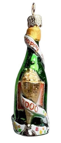 CHRISTOPHER RADKO Little Gems 2001 Cheers Champagne Bottle Christmas Ornament - Image 1
