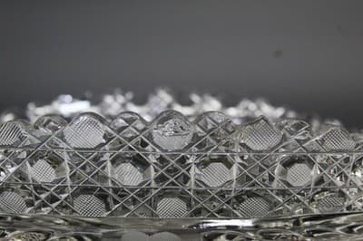 Antique American Brilliant ABP Deep Cut Crystal Diamond Cut Floral Boat Bowl - Thumbnail 4