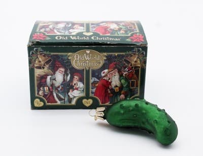 Old World Christmas OWC Germany Pickle Glass Blown Ornament Vintage In Box - Thumbnail 2