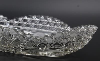 Antique American Brilliant ABP Deep Cut Crystal Diamond Cut Floral Boat Bowl - Thumbnail 6