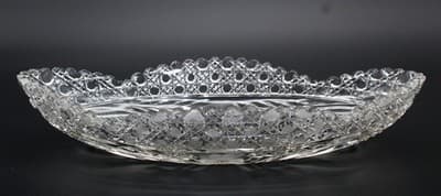 Antique American Brilliant ABP Deep Cut Crystal Diamond Cut Floral Boat Bowl - Thumbnail 3