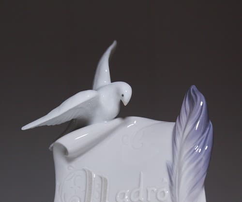 Vintage LLADRO Society Scroll Bird & Floral Motif Porcelain Figure Sign - Thumbnail 2