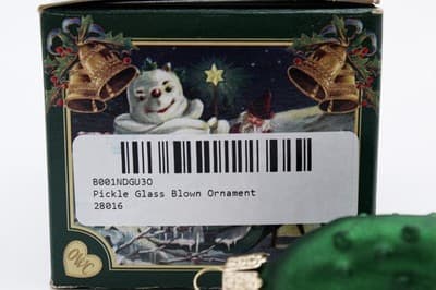 Old World Christmas OWC Germany Pickle Glass Blown Ornament Vintage In Box - Thumbnail 4