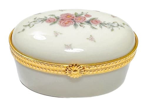 LENOX Vintage Handcrafted Oval Floral Rose Porcelain Trinket Box - Image 1