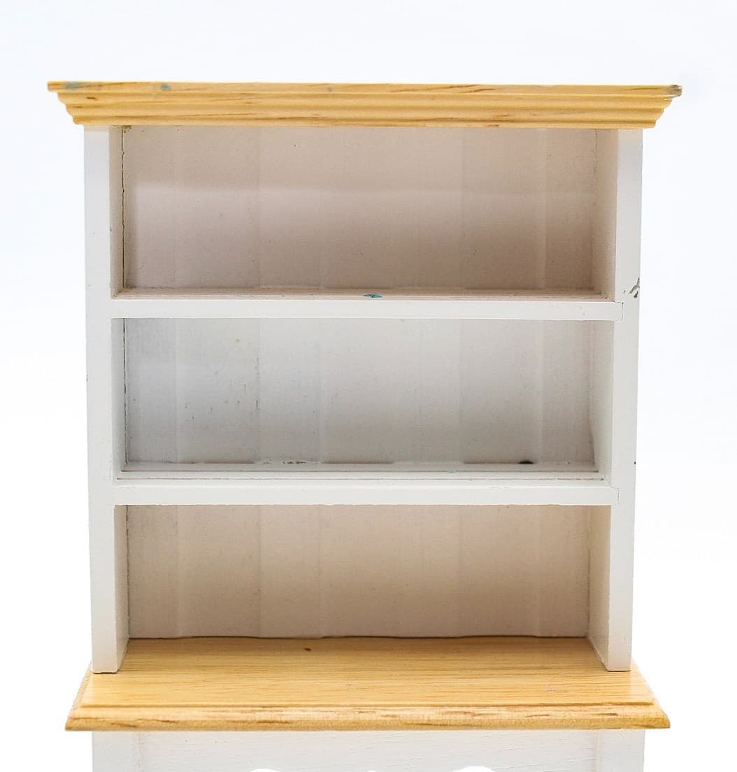 Vintage Dollhouse Miniature Natural Wood White Kitchen Hutch Dresser 6.5" - Thumbnail 7