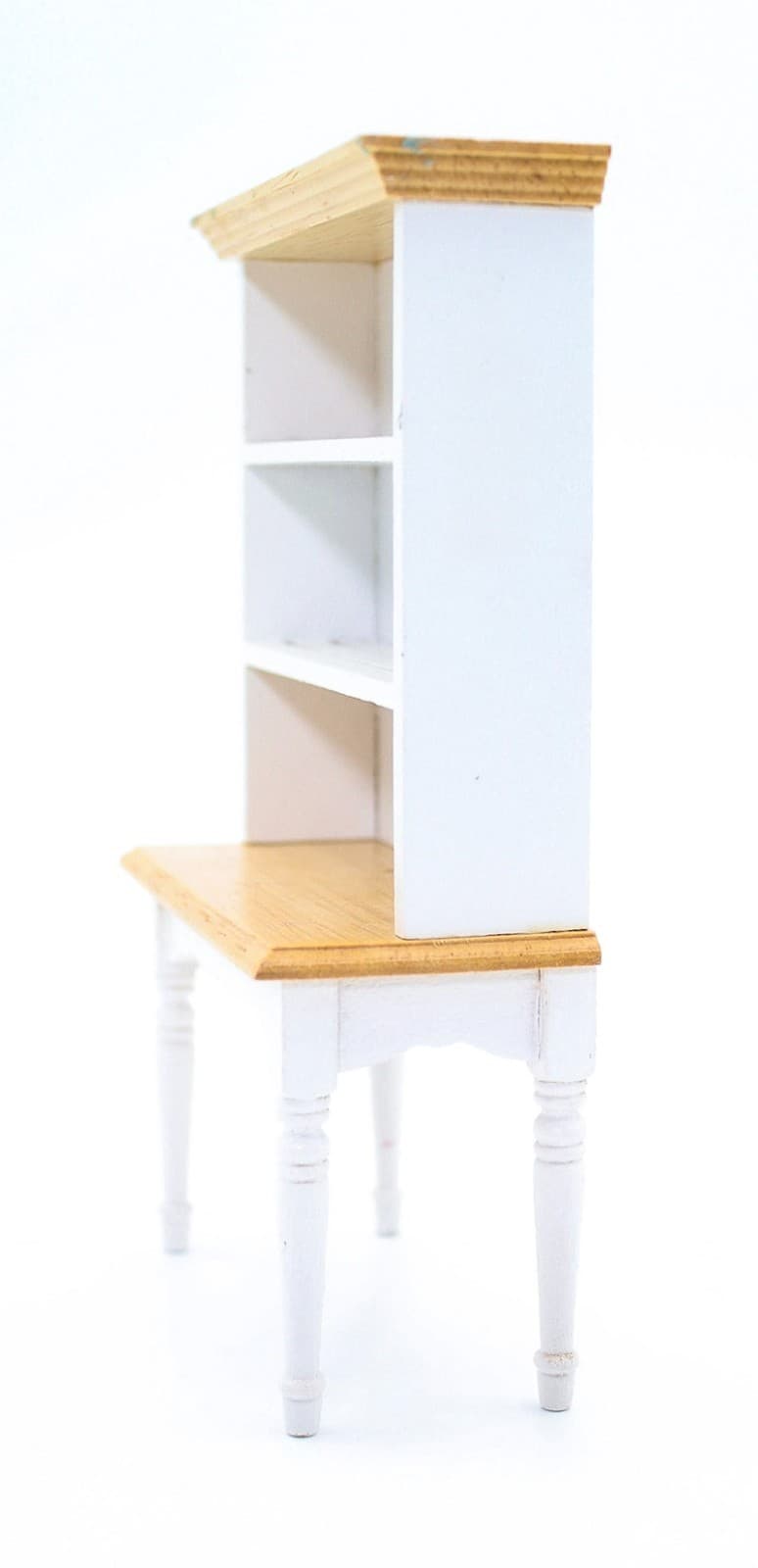 Vintage Dollhouse Miniature Natural Wood White Kitchen Hutch Dresser 6.5" - Thumbnail 2