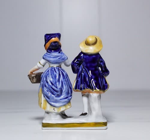 Antique Unterweissbach Dreden Hand Painted Farmers Porcelain Miniature Figurine - Thumbnail 5