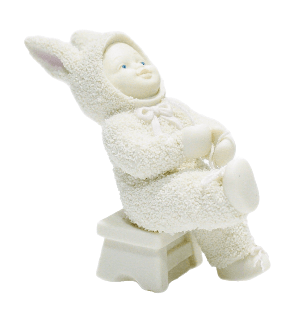 Vintage DEPARTMENT 56 Snowbunnies "I Can Do It Myself" Holiday Porcelain Figure - Image 1