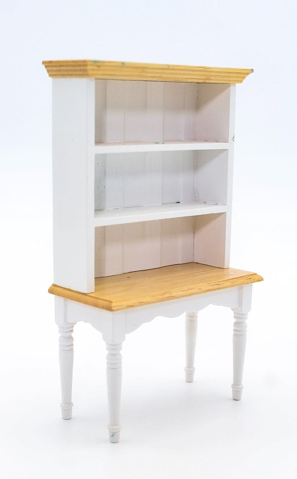 Vintage Dollhouse Miniature Natural Wood White Kitchen Hutch Dresser 6.5" - Thumbnail 8