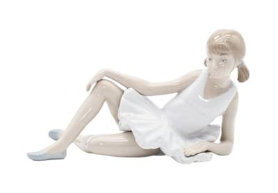 Nao By Lladro Spain Ballerina With Pigtails Porcelain Figurine Vintage In Box - Image 1