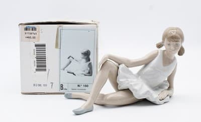 Nao By Lladro Spain Ballerina With Pigtails Porcelain Figurine Vintage In Box - Thumbnail 5