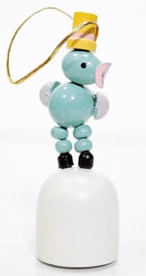2 Vintage Hand Painted Thumb Push Puppet Wood Chick & Bunny Easter Toys - Thumbnail 2