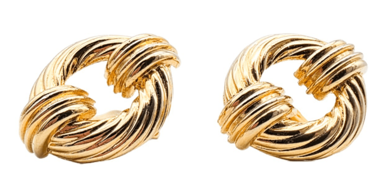 Erwin Pearl Designer Vintage Gold Tone Knot Design Clip-On Earrings - Image 1