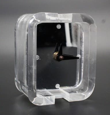 Mid-Century Modern MCM Clear Lucite Batter Desk Clock Watch RARE - Image 1