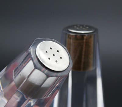 Mid-Century Modern MCM Clear Lucite Geometrical Salt & Pepper Shakers RARE - Thumbnail 4