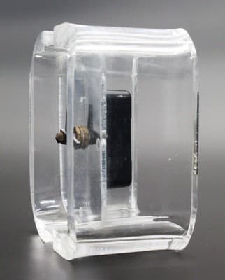 Mid-Century Modern MCM Clear Lucite Batter Desk Clock Watch RARE - Thumbnail 4
