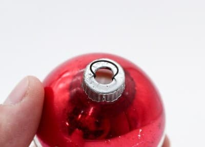 Shiny Brite Vintage Striped Red White Teal Silvered Glass Christmas Ornament - Thumbnail 4