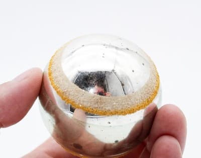 Shiny Brite Vintage Mica Striped Yellow Teal Silvered Glass Christmas Ornament - Thumbnail 4