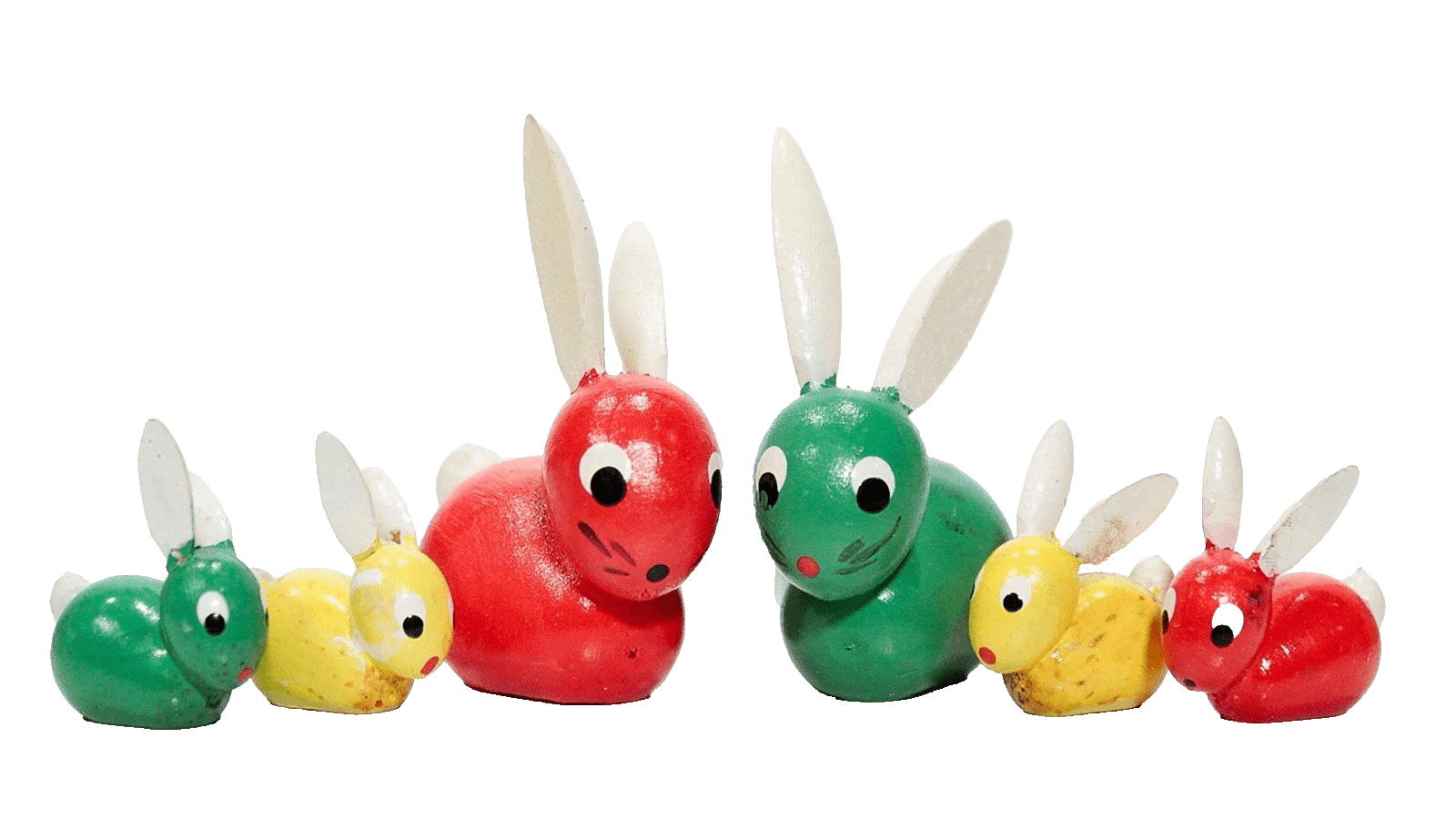 6 Vintage Made In ITALY Hand Painted Bunnies Rabbit Easter Miniature Figurines - Image 1