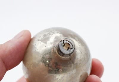 Shiny Brite Vintage Silver/Gold Stencil Decorated Ball Glass Christmas Ornament - Thumbnail 3