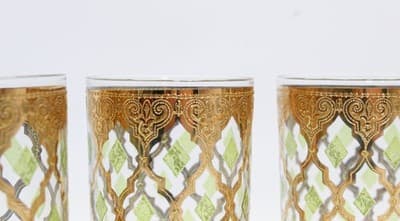 Set Of 7 MCM Culver Valencia 22kt Highball Bar Glasses RARE - Thumbnail 7