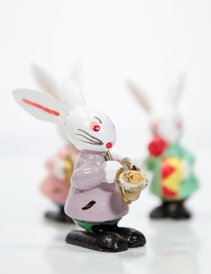 Vintage Wood Hand Painted Rabbit Band Miniature Easter Holiday Figurines - Thumbnail 2
