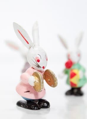 Vintage Wood Hand Painted Rabbit Band Miniature Easter Holiday Figurines - Thumbnail 3