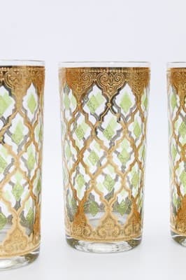 Set Of 7 MCM Culver Valencia 22kt Highball Bar Glasses RARE - Thumbnail 8