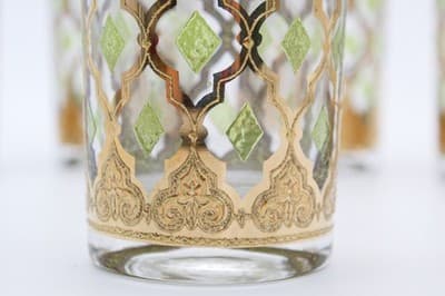 Set Of 7 MCM Culver Valencia 22kt Highball Bar Glasses RARE - Thumbnail 6