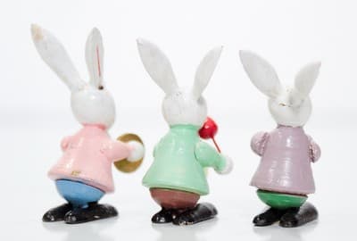 Vintage Wood Hand Painted Rabbit Band Miniature Easter Holiday Figurines - Thumbnail 5