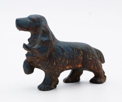 Antique Cast Iron Rustic Standing Cocker Spaniel Dog Figurine Painted - Thumbnail 5