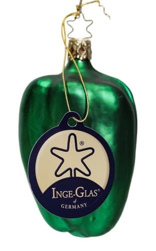 INGE-GLAS GERMANY Green Bell Pepper Glass Christmas Ornament - Image 1