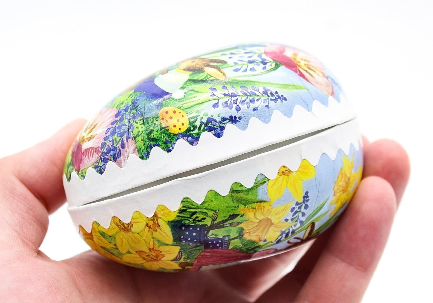 Echt Erzgebirge Germany Paper Mache Easter Bunny Family Egg Candy Container - Thumbnail 5