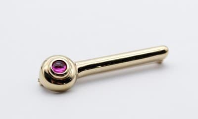 Vintage Sterling Silver P.B. Marked Vermeil Ruby Stone Pin Brooch - Thumbnail 6