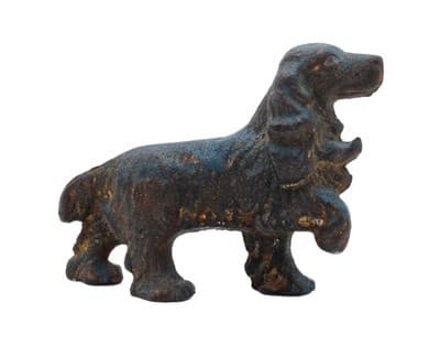Antique Cast Iron Rustic Standing Cocker Spaniel Dog Figurine Painted - Image 1