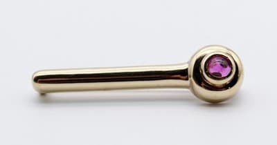 Vintage Sterling Silver P.B. Marked Vermeil Ruby Stone Pin Brooch - Thumbnail 7