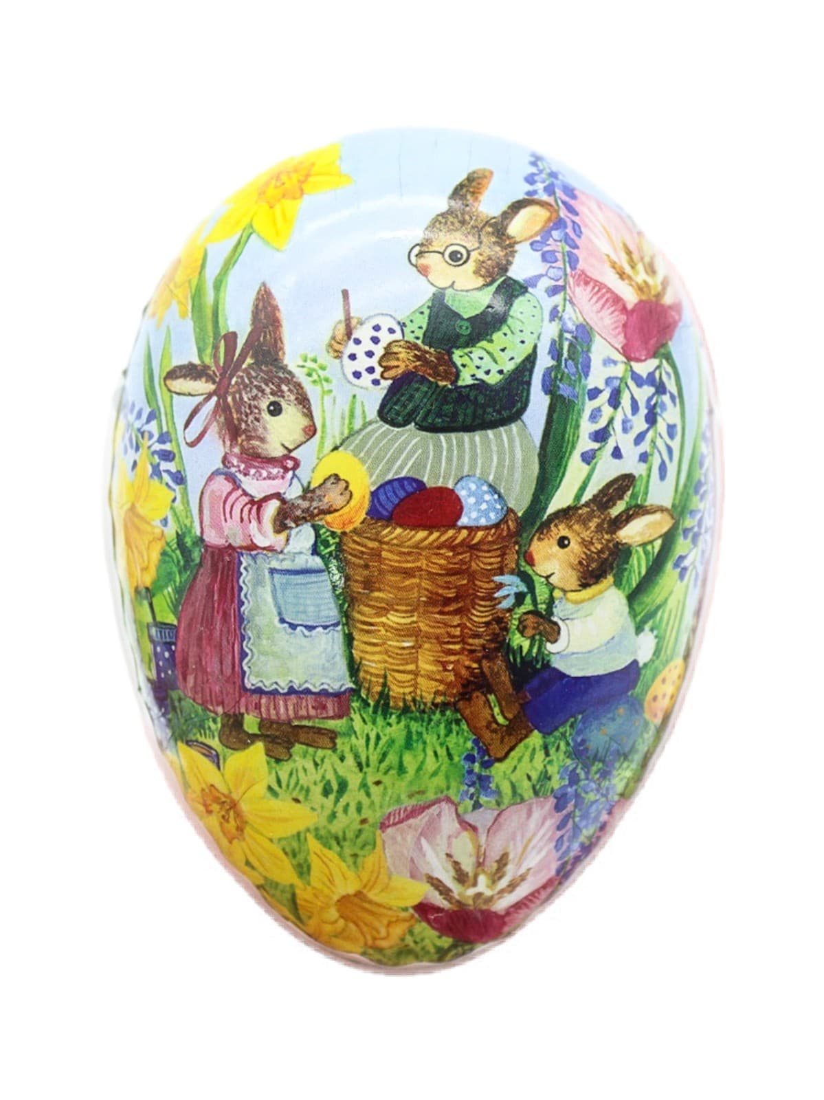 Echt Erzgebirge Germany Paper Mache Easter Bunny Family Egg Candy Container - Image 1
