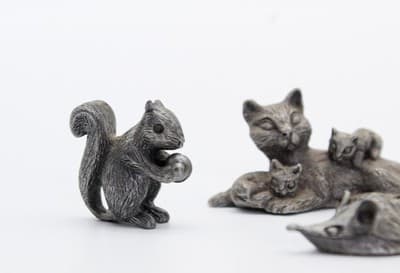 Vintage Assorted Pewter Cat Mouse & Squirrel Miniature Figurines - Thumbnail 5
