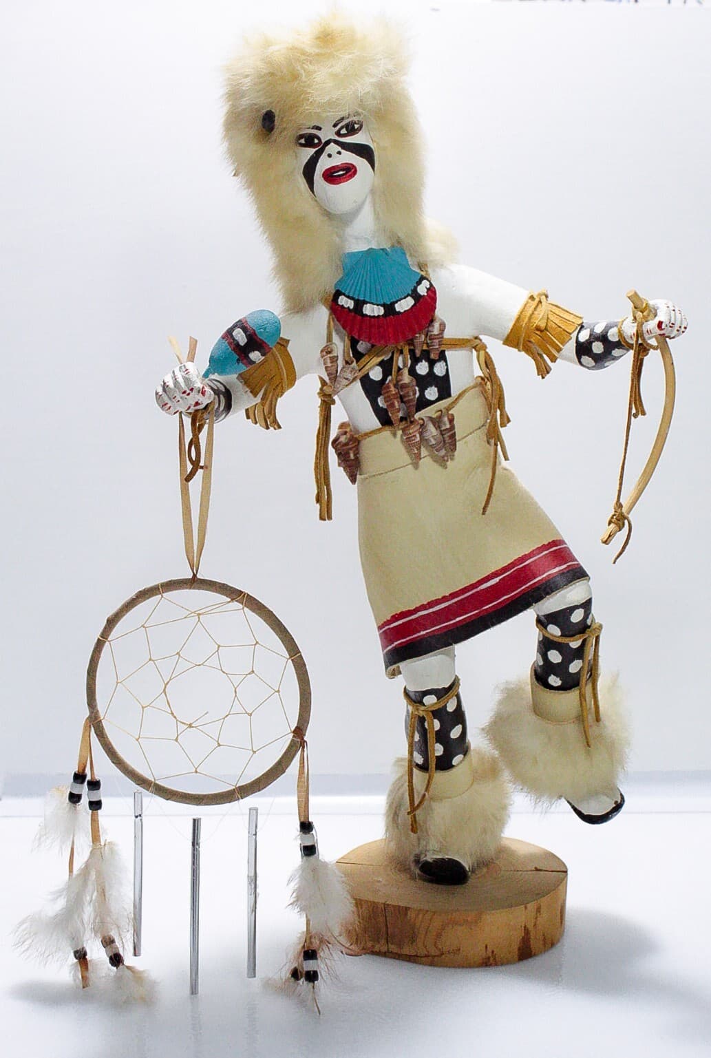 Native American Hopi KACHINA Doll Signed R. MITCHELL White Dancer Wooden Doll - Thumbnail 11