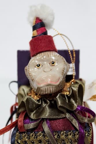 WAYNE M KLESKI Vintage Porcelain Monkey Multicolor Music Box - Thumbnail 2