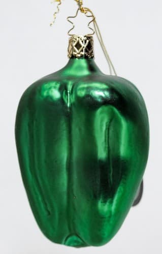 INGE-GLAS GERMANY Green Bell Pepper Glass Christmas Ornament - Thumbnail 2