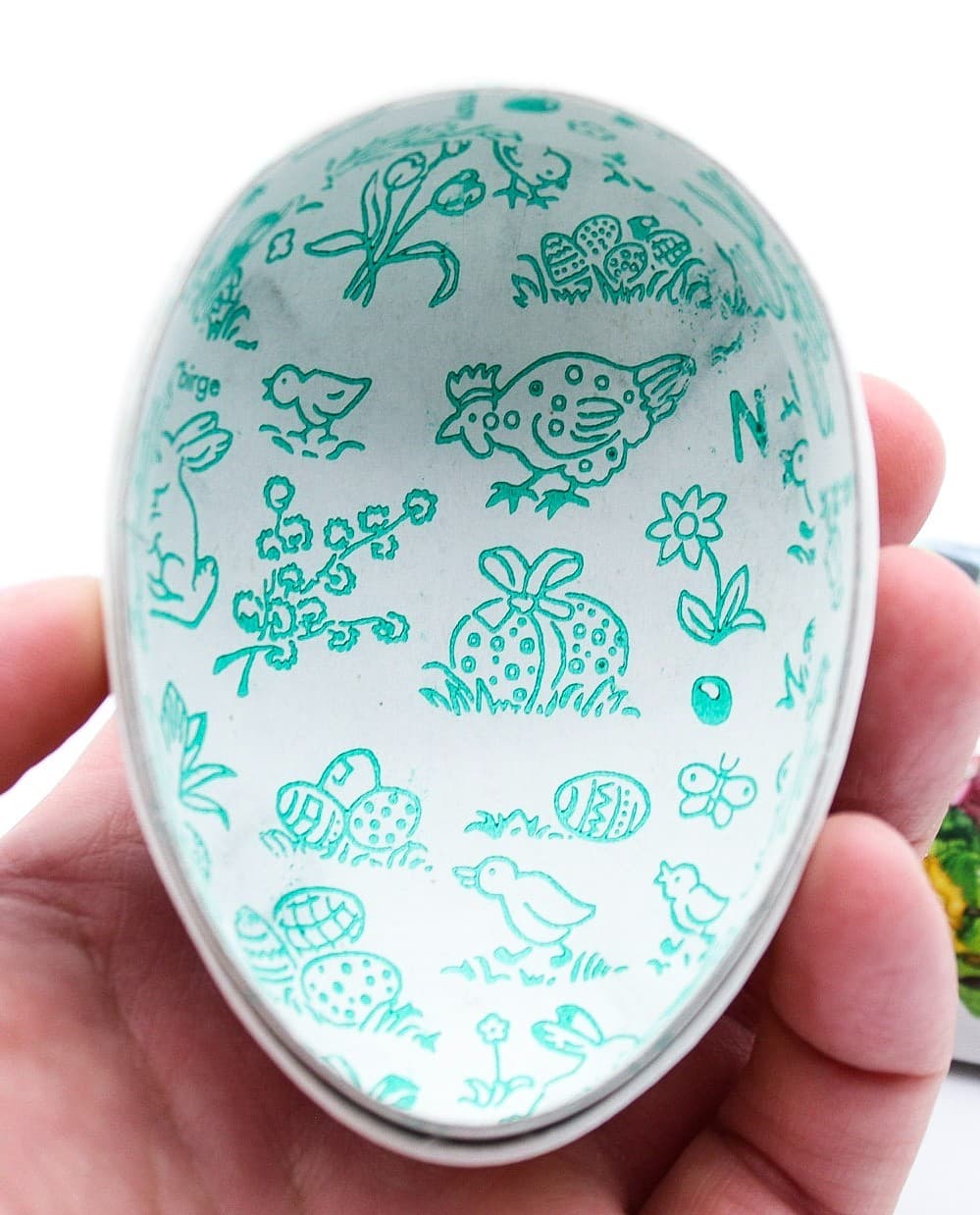 Echt Erzgebirge Germany Paper Mache Easter Bunny Family Egg Candy Container - Thumbnail 4