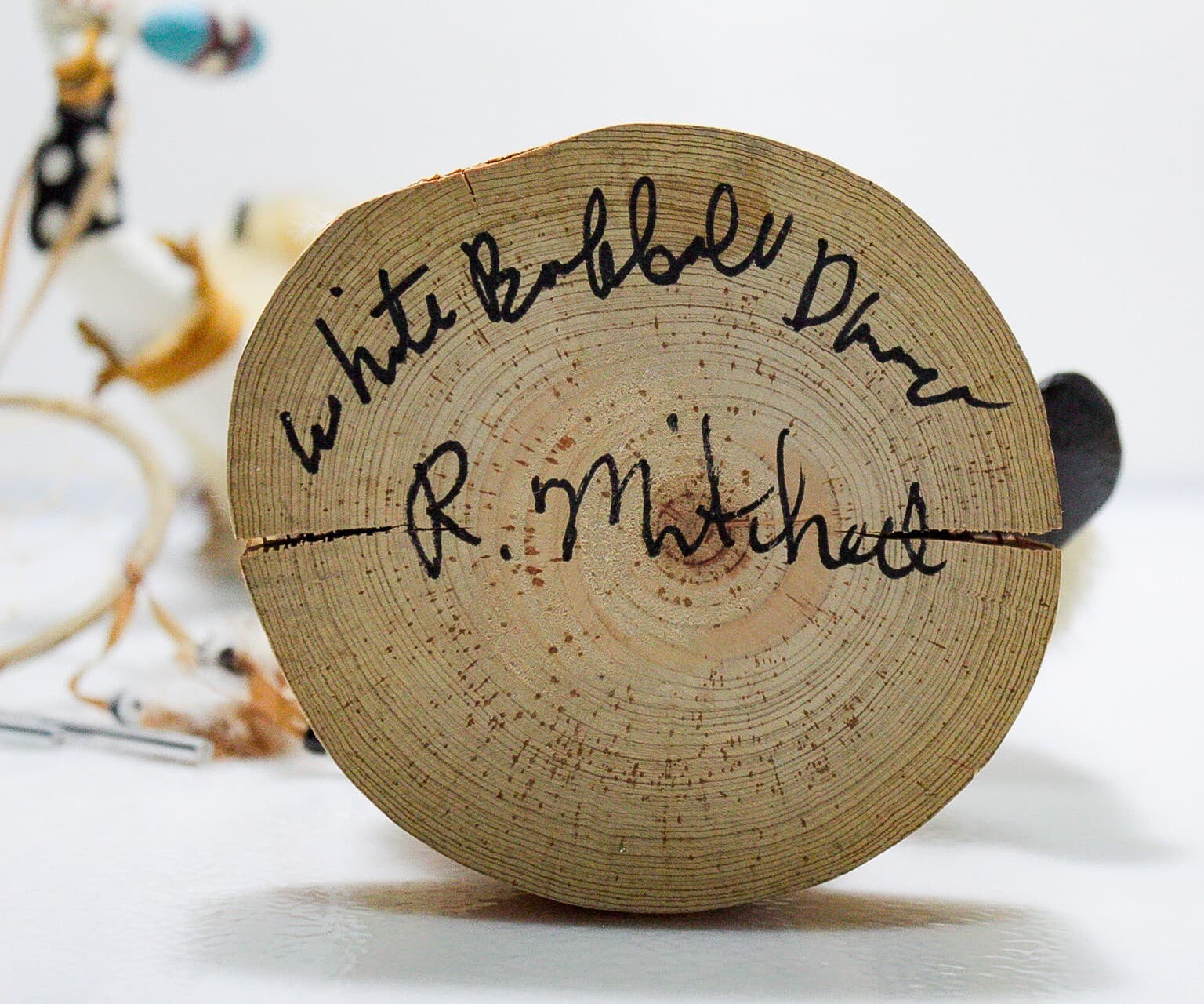 Native American Hopi KACHINA Doll Signed R. MITCHELL White Dancer Wooden Doll - Thumbnail 10