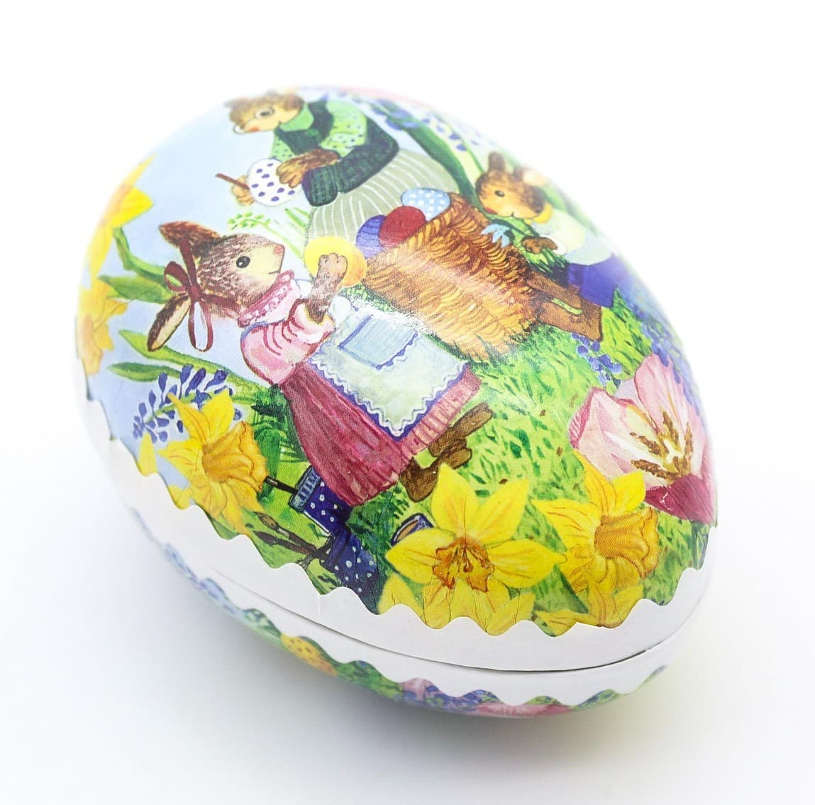 Echt Erzgebirge Germany Paper Mache Easter Bunny Family Egg Candy Container - Thumbnail 7