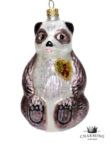 Vtg 1996 Christopher Radko "A Winter Bear's Heart" Glass Christmas Ornament - Image 1